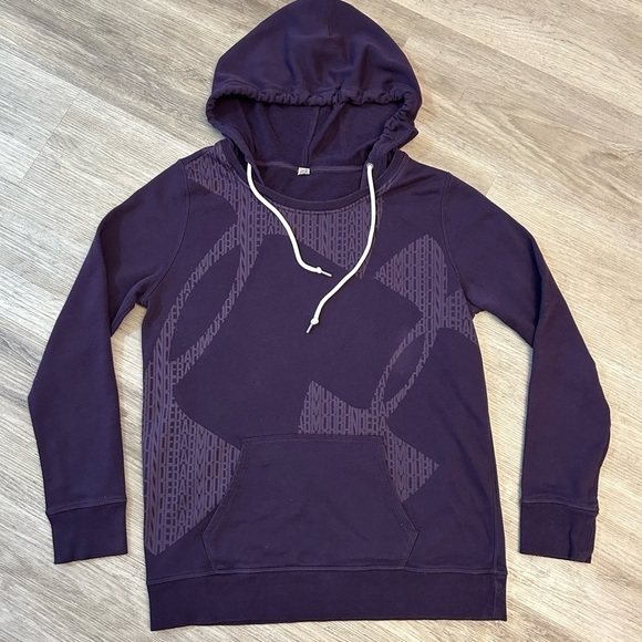 Under Armour Deep Purple Logo Hoodie Sweater With Long Sleeves and Drawstring - Picture 4 of 4